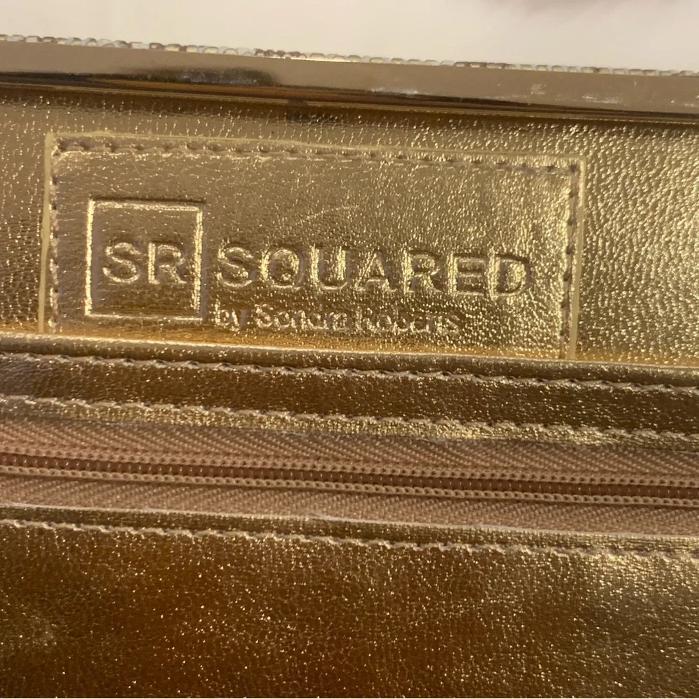 Sondra Roberts Animal Print Snakeskin Gold Interior Clutch